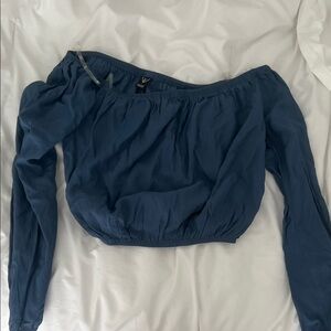 Windsor Teal Off-Shoulder Blouse